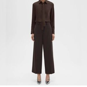 NEW THEORY Relaxed Straight Cropped Pant - Mink Sz 0 NWOT